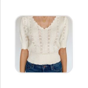 Scalloped knit sweater top